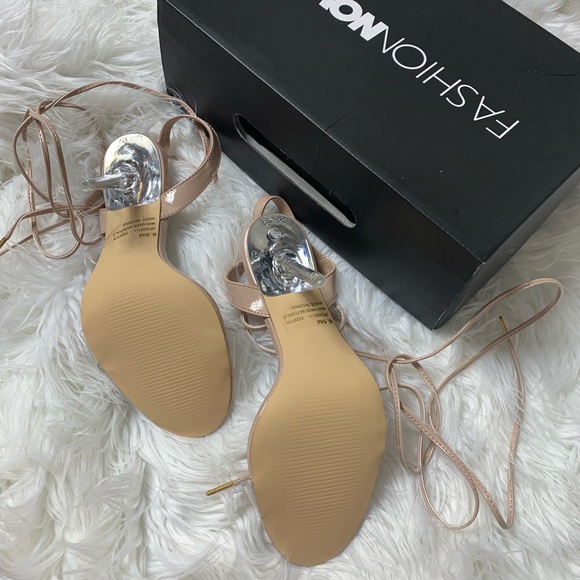Nude Patent Lace Up Heels - Picture 4 of 5